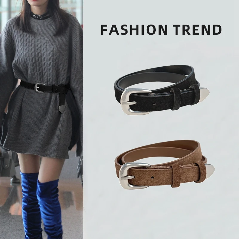 

Women Belt Retro Genuine Leather Fashion Girdle Brand Designer Simple Pin Buckle Belt Female Jeans Dress Waistband New