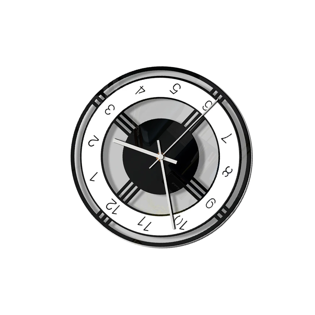 

Round Acrylic Wall Black White Music Disc Design Silent Mute Decor For Living Room Bedroom Office Kitchen Home Stylish