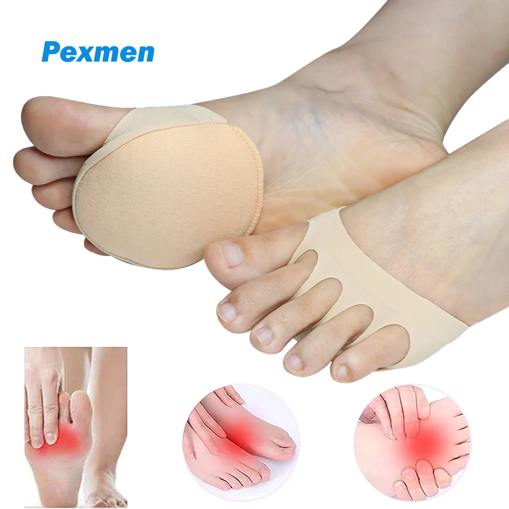 

Pexmen 2/4Pcs Five Toes Forefoot Pads Women Half Insoles Metatarsal Pads Ball of Foot Cushions for Prevent Pain and Discomfort