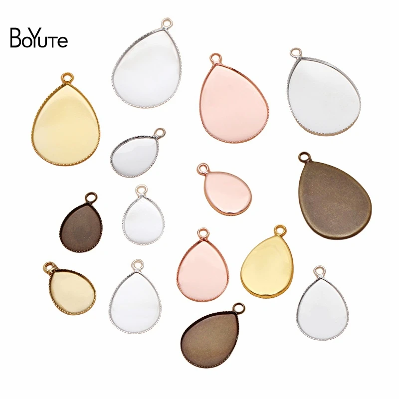 

BoYuTe (50 Pieces/Lot) 13*18MM 18*25MM Water Drop Shaped Cabochon Settings Diy Handmade Blank Pendant Base Wholesale