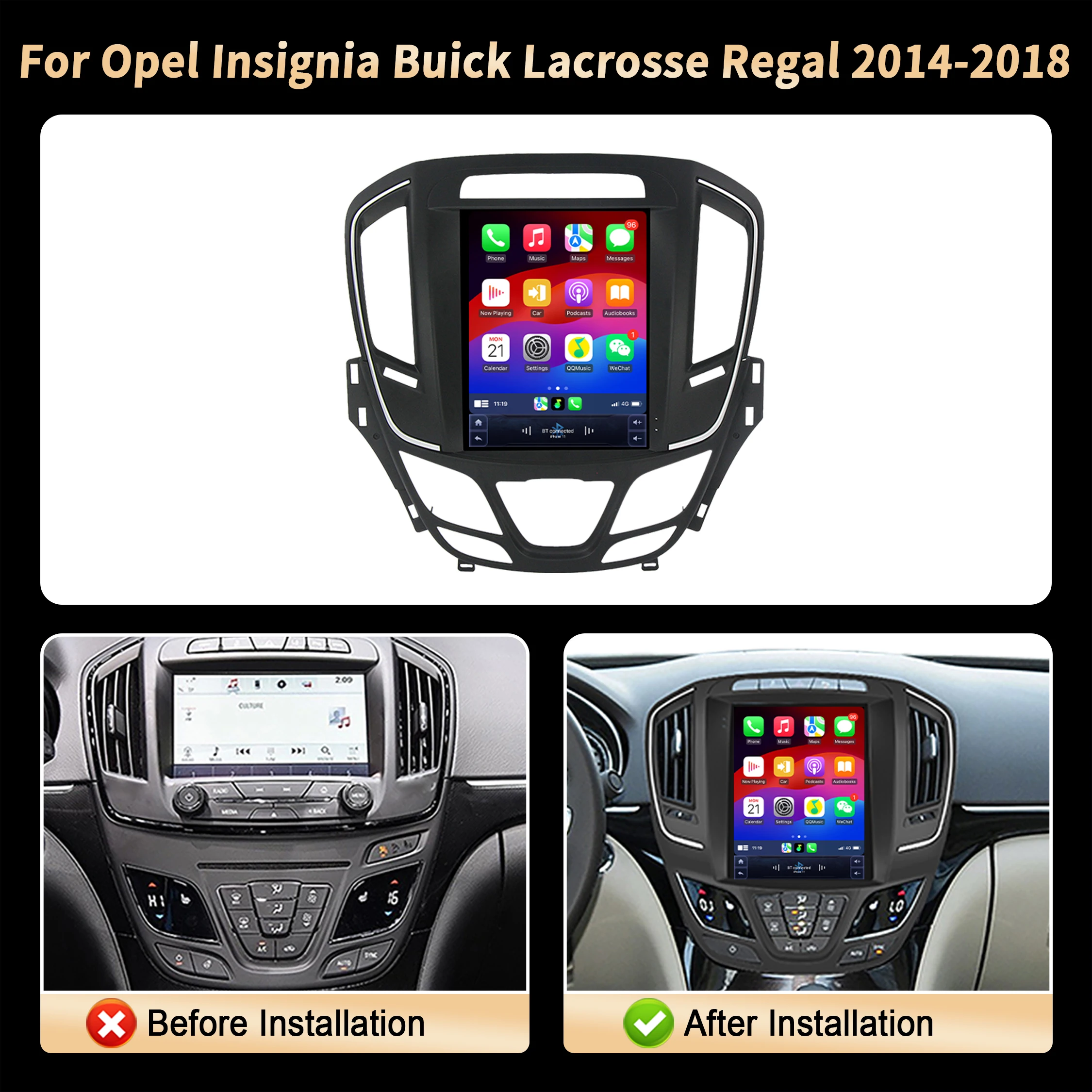 9.7 "لأوبل إنسيجنيا بويك لاكروس ريجال 2014 2015 2016 2017 2018 راديو السيارة BT Carplay الوسائط المتعددة الملاحة QLED الشاشة #2
