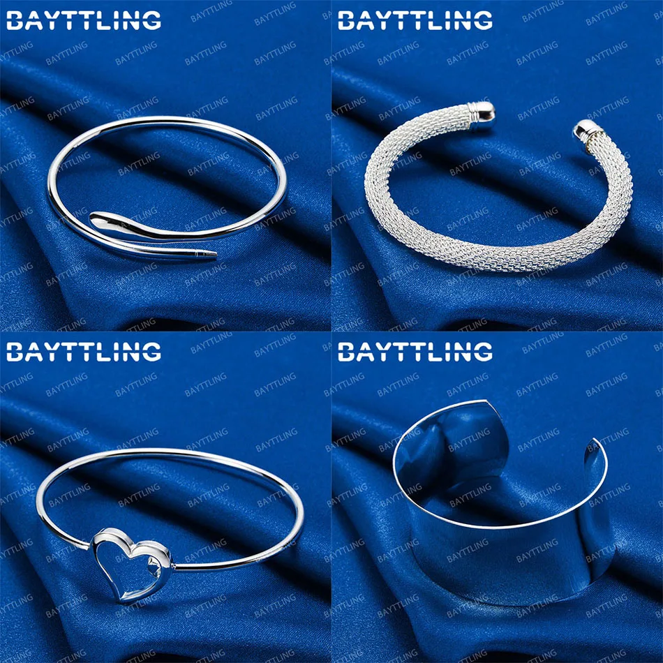 

Fashionable 925 Sterling Silver Delicate Heart-Shaped Braided Bracelet for Women Jewelry Gift Engagement Wedding Accessories