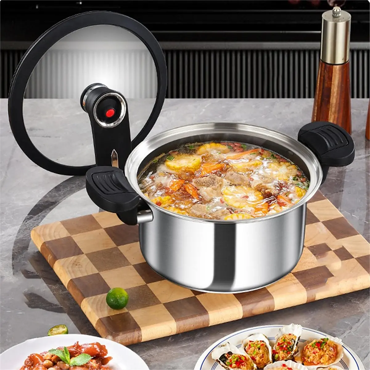 

Портативная скороварка для быстрого приготовления тушеного мяса, скороварка из нержавеющей стали, многофункциональный кухонный инструмент для быстрого приготовления пищи