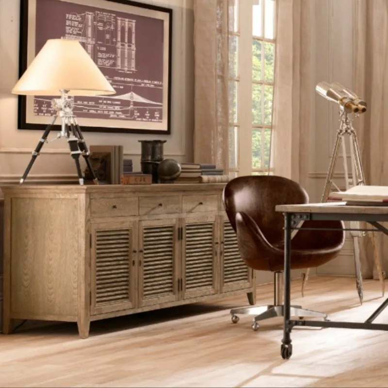 French rural retro home dining side cabinet American furniture modern simple louver solid wood locker shoe