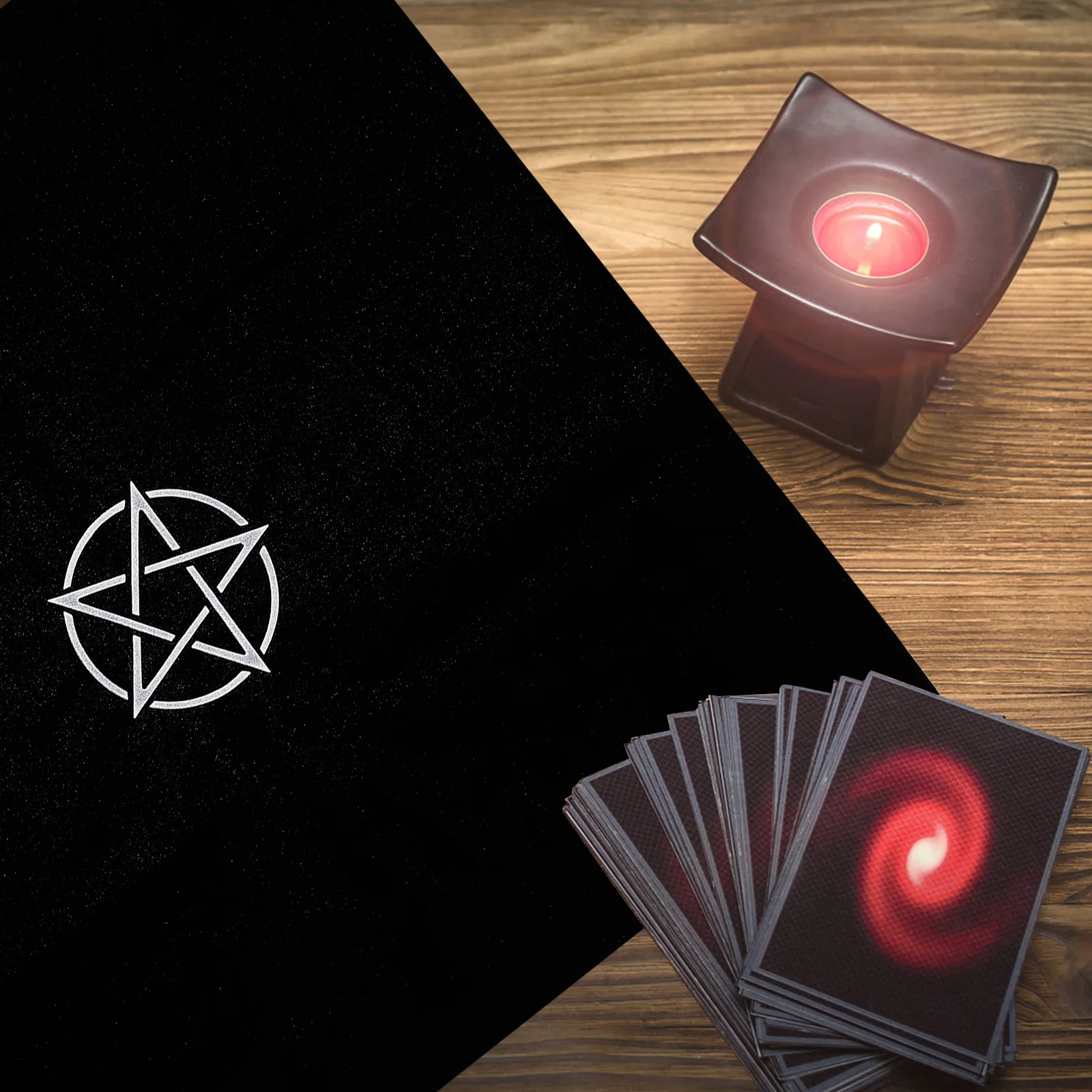 

Pentacle Black Tarot Tablecloth Decor Wear-Resistant Dirt-Proof Game Party Home Use Tarot Table Cover Pentacle Pattern
