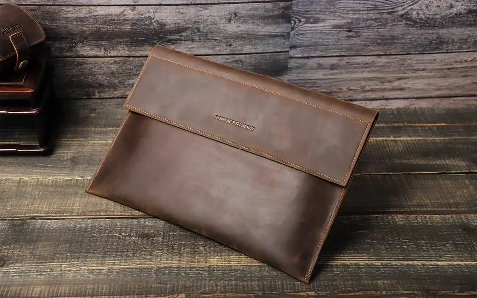 Echtes Leder Laptoptasche für MacBook Air 13 M1 M2 M3 M4 MacBook Pro 14 15 16 Hülle Abdeckung Männer Notebook Computer Tragetasche – Detail 3
