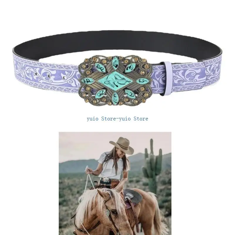 X7XB Women Bohemian Belt Embossed Buckle Pants Belt Lady Western Vintage Waist Belt