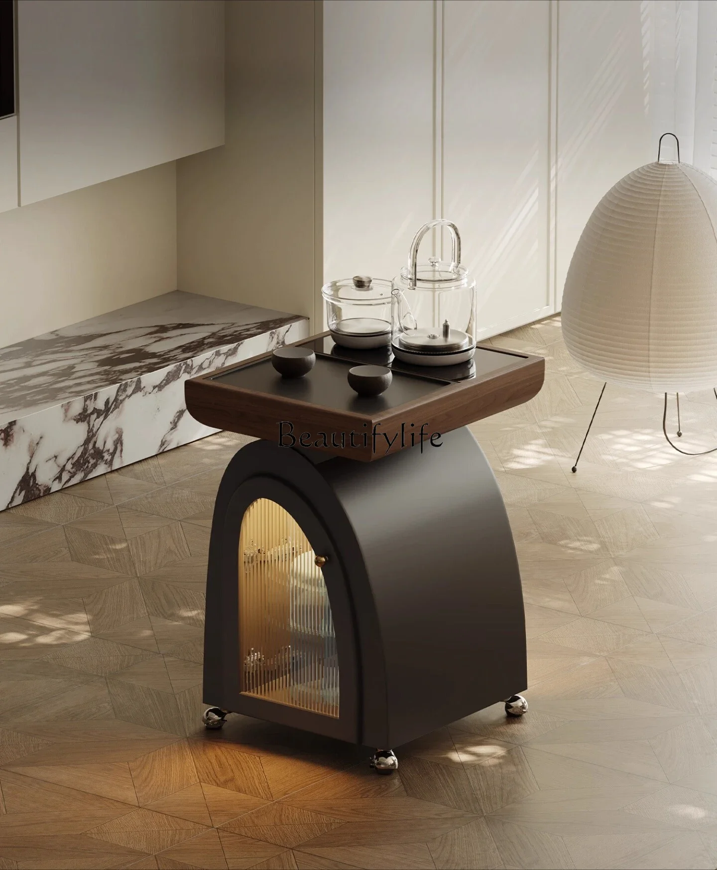 

LXRemovable tea table with kettle Light luxury high-end designer side few balcony Living room tea tableSSS