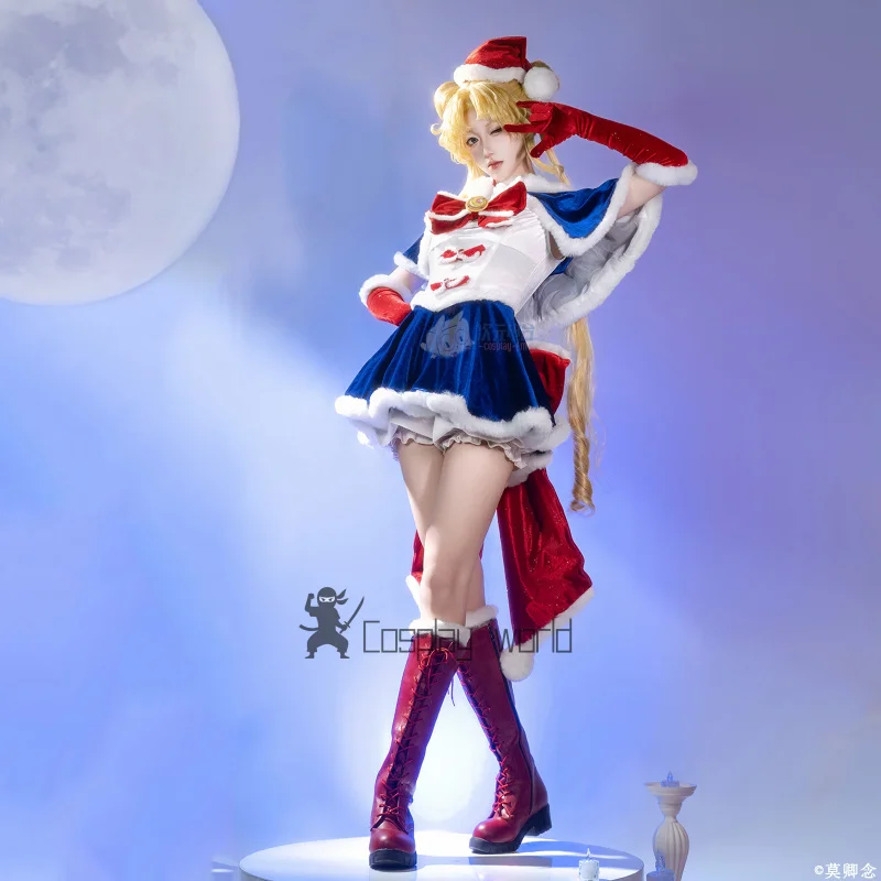 

Anime Sailor Cosplay Moon Costume Cute Cloak Dress Gloves Bows JK Uniform Christmas Hat Set Anime Carnival Halloween Party Suit