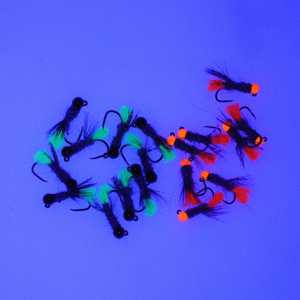 # 12 # 14 حبة التنغستن رئيس مختلس النظر العلبة Barbless تهزهز حورية غرق سريع لسمك السلمون المرقط Grayling Bluegill حمامات السباحة العميقة الصيد إغراء #4