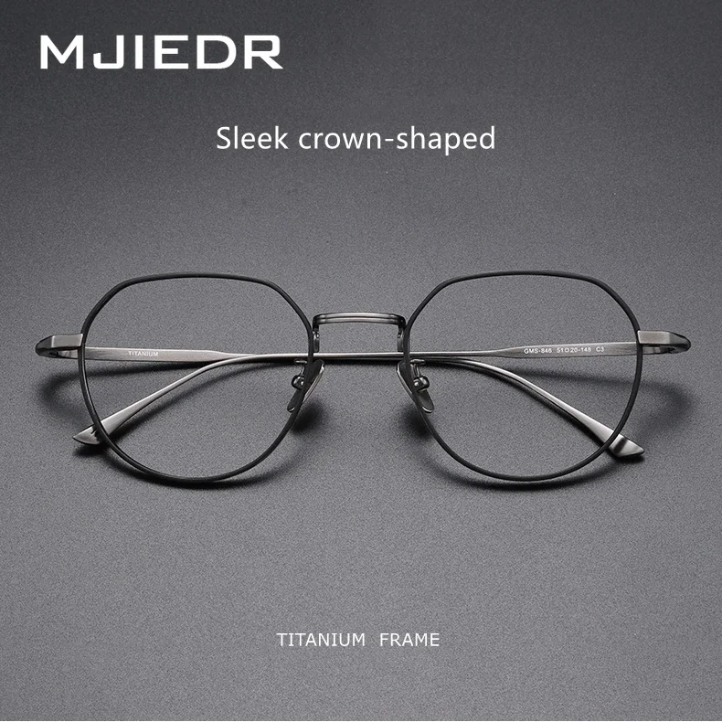 Japanese Retro Pure Titanium Glasses Frame Crown Polygonal Optical eyeglasses for man MASUNAGA same Design GMS846