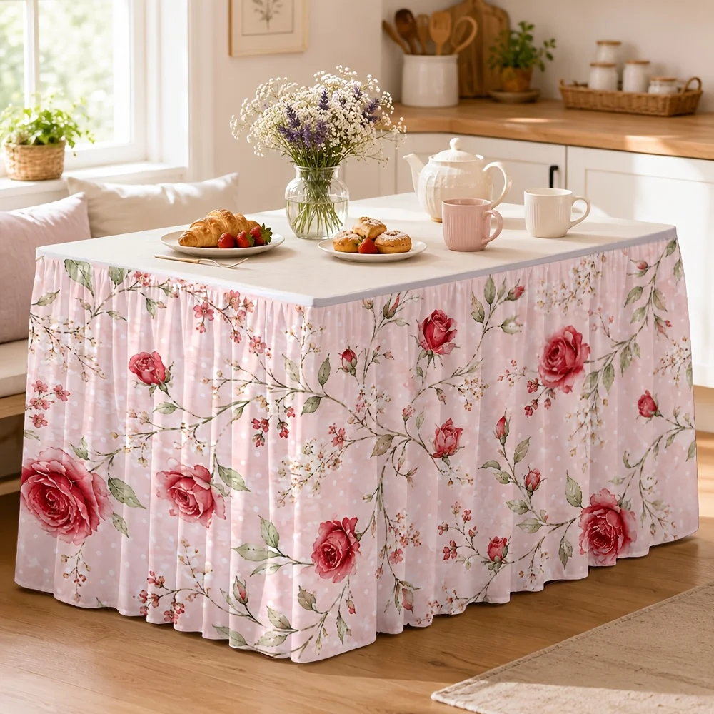 One tablecloth with a vintage rose and floral pattern, suitable for wedding receptions.xzj