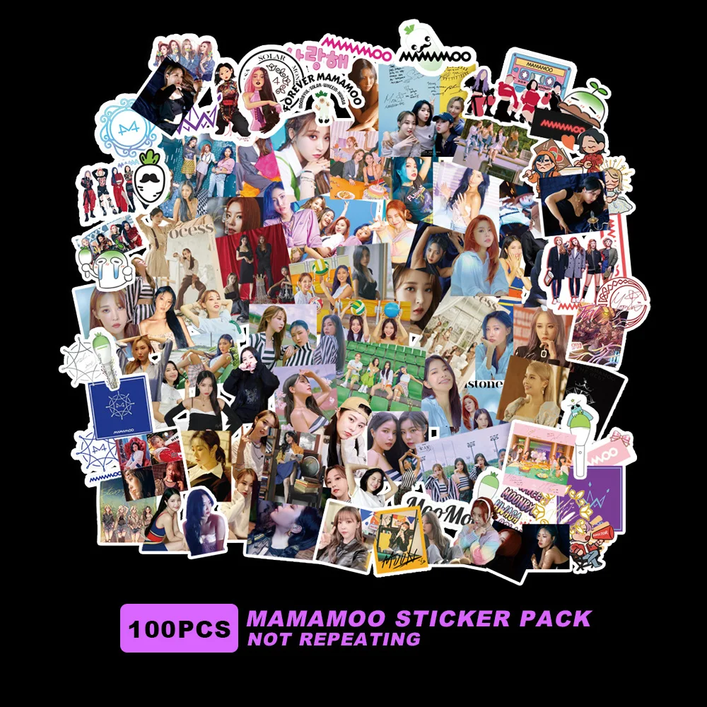 100pcs/set Kpop Mamamoo Character Stickers Waterproof High quality HD Photo for laptop Cup Notebook Stickers