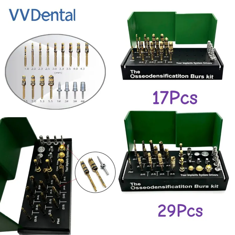 

VV Dental 17/29Pcs Osseodensification Burs Implant Drivers Kit for Dental Implant Surgery Maxillary Sinus Lift Dentistry Tools