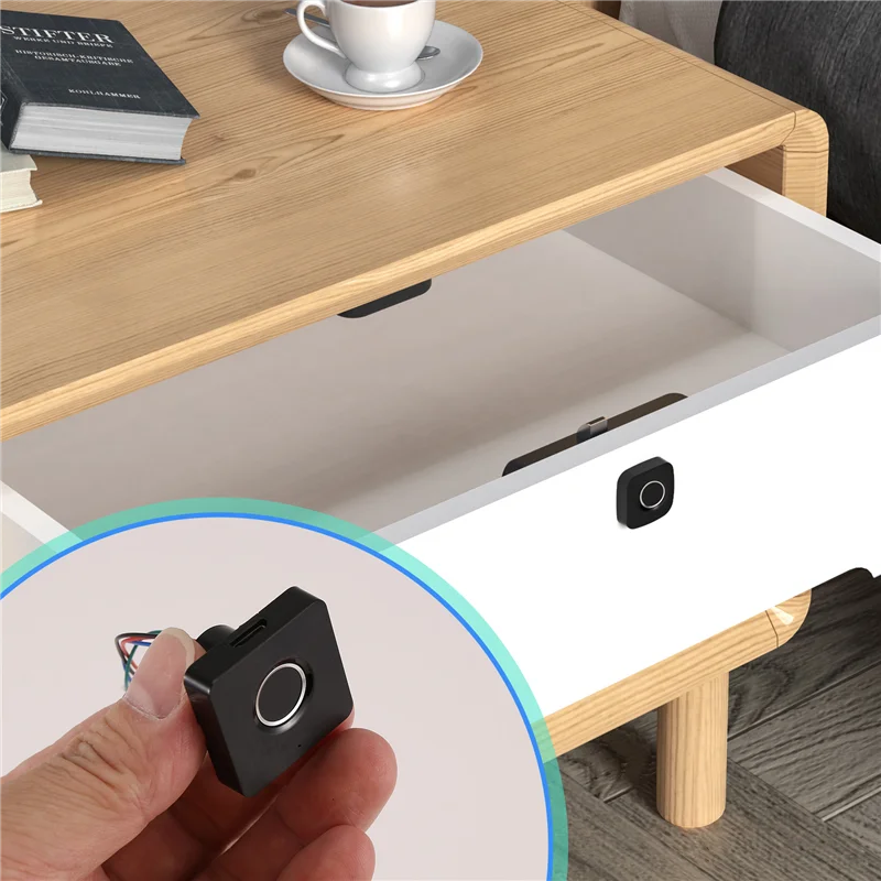 -RRKK Biometric Fingerprint Lock Black Keyless Cabinet Lock Smart Drawer Locks(Equipped With A Control App)