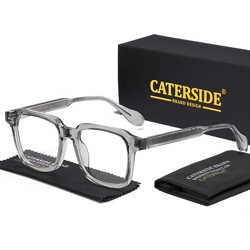 CATERSIDE Retro Quadratische Herren Optische Rahmen Luxus Tempel Tipps Design Federscharnier Gläser Damen Täglich Anti Blaues Licht Gläser – Detail 8