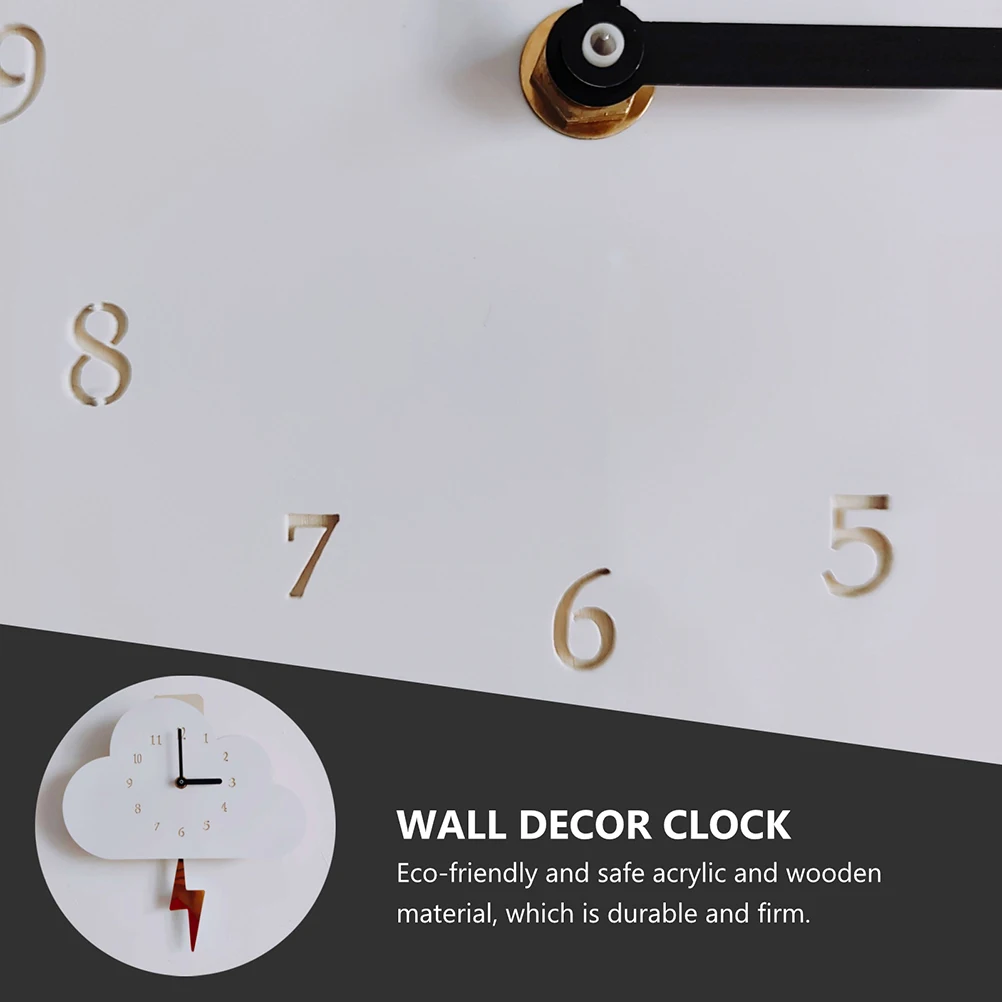 

1Pcs White Cloud Shape Wood Wall Clock Acrylic Swing Flash Room Decor Hanging Clock for Bedroom Living Room