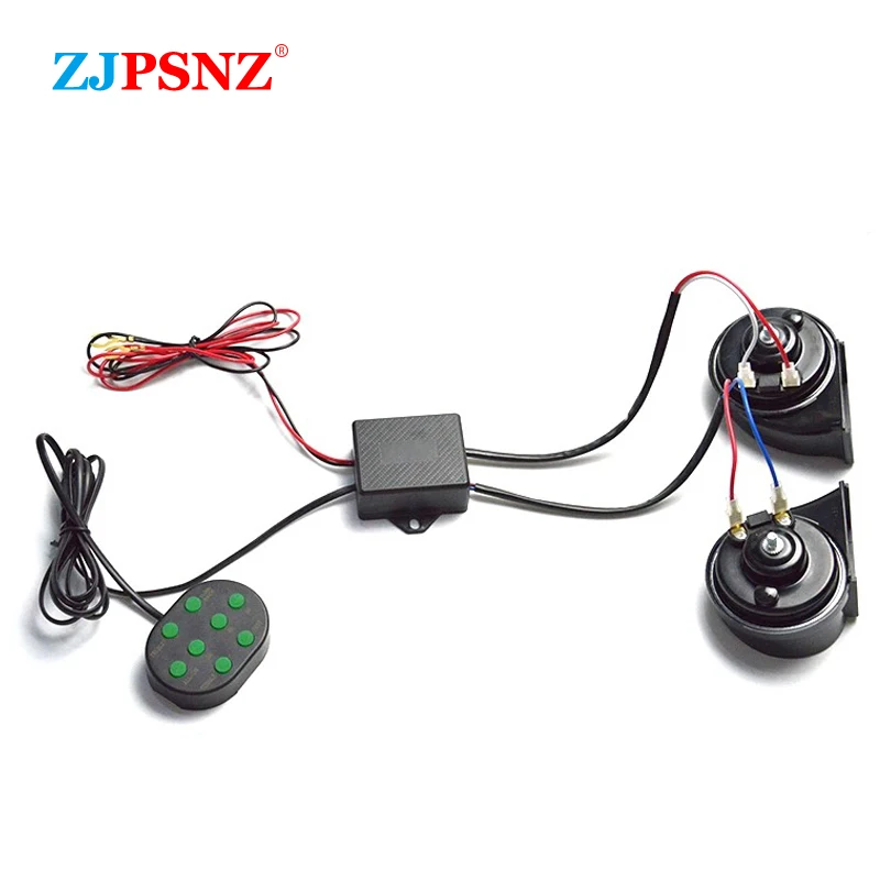 12 V 8 Töne Musical Air Horn Elektrische Schnecke Horn Für Fahrzeuge Motorräder Auto Mit 8 Sounds Control Box taste Universal – Detail 6