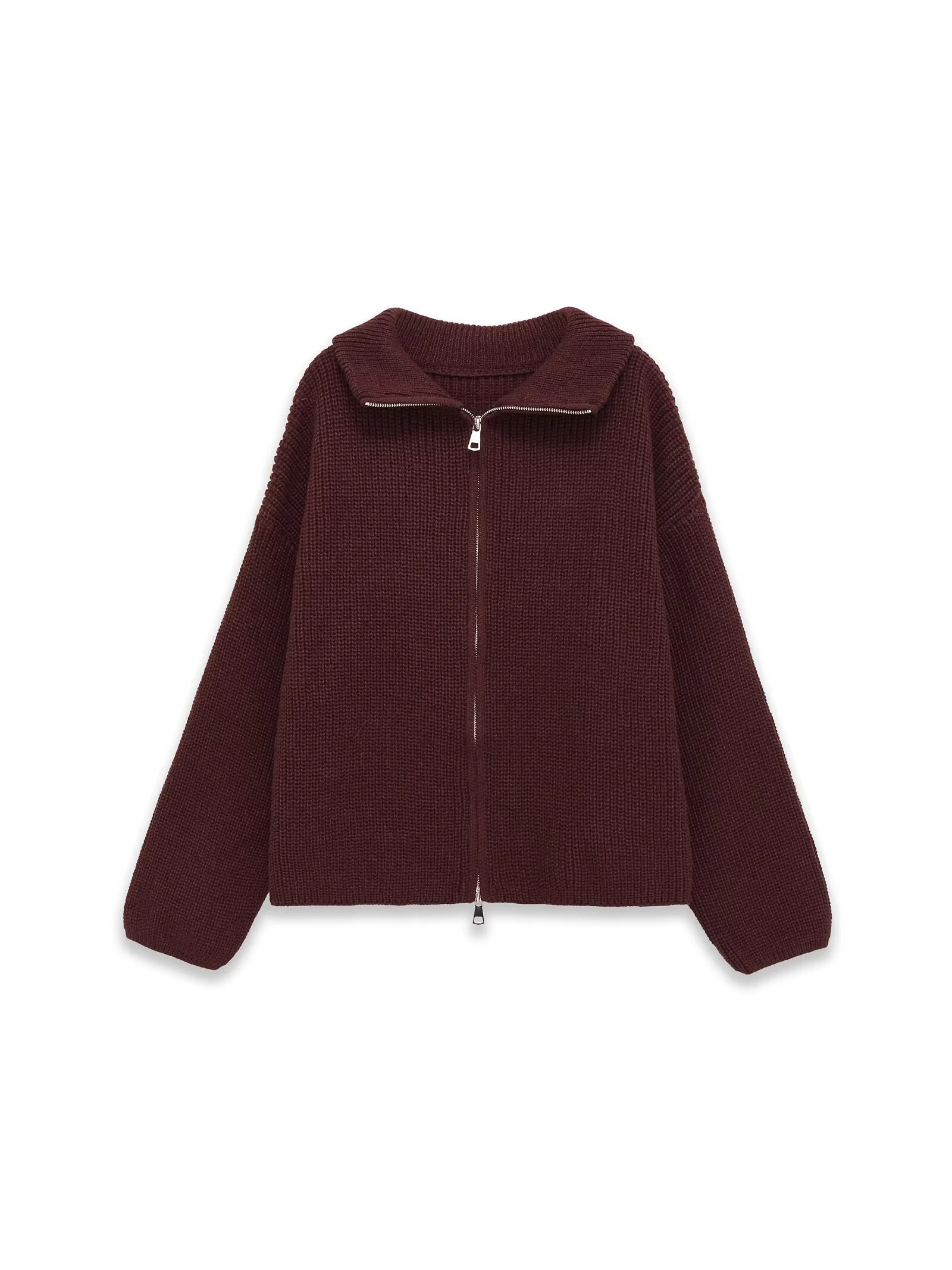 Nieuwe lente-aanwinsten: dames losse en relaxte stijl trui cardigan met wijde revers, lange mouwen, dubbele ketting, gestreepte gebreide jas