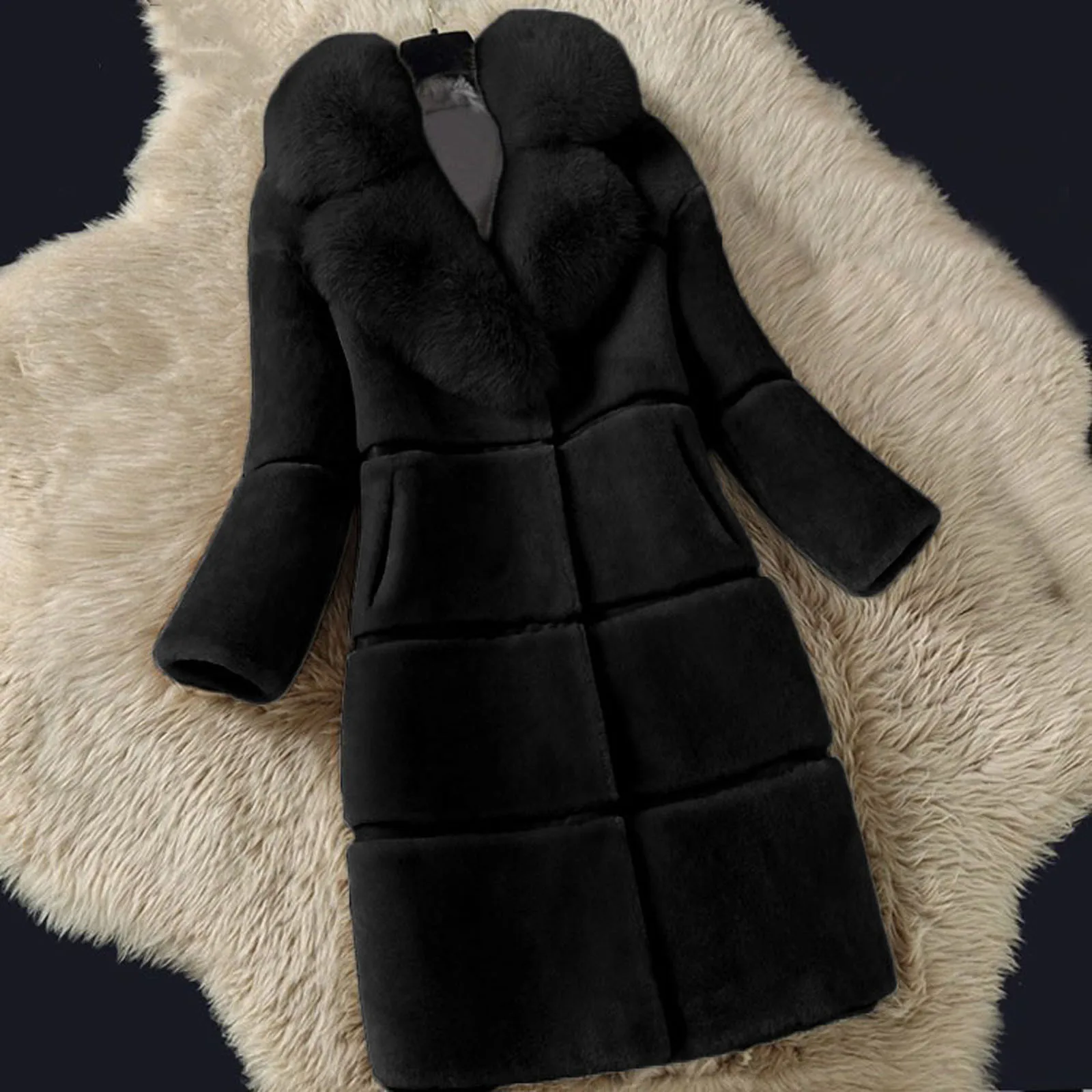 Plush Warm Coat Women Faux Coat Elegant Thick Warm Fashion Outerwear Long Jacket Plush Jackets Warm Women Winter Fashion Coats