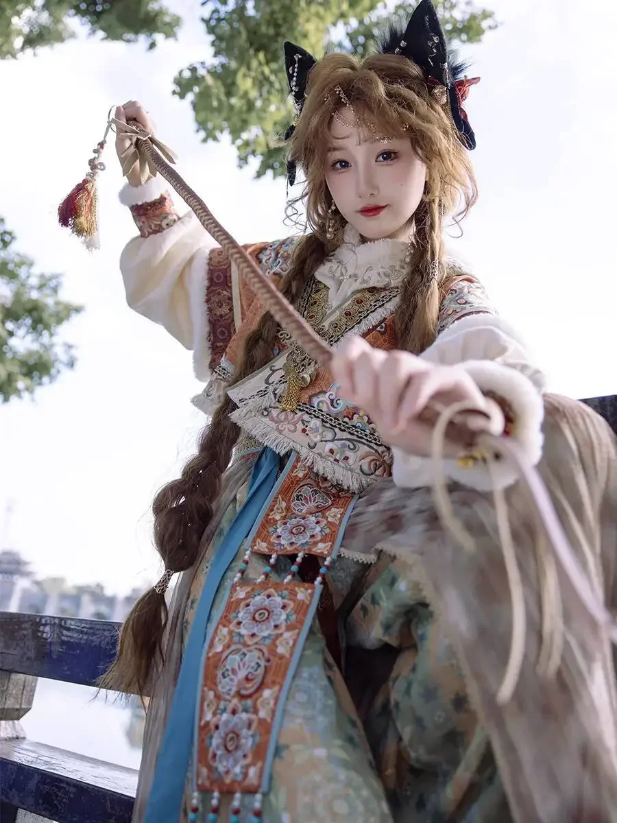 

Костюм Han Elements, новый женский костюм Hanfu с капюшоном и круглым воротником, рубашка с рукавами, верхнее платье, Knickerbockers Piaopian2026