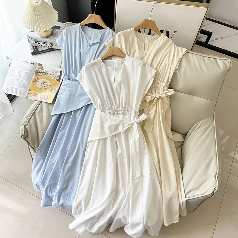 

Элегантное женское летнее платье с V-образным вырезом и утягивающим эффектом на талии, без рукавов, свободного кроя, визуально стройнящее, доступно в трех цветах