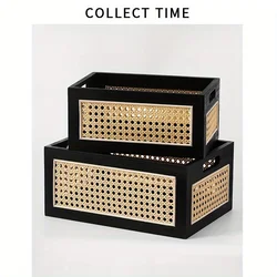 Vine woven miscellaneous storage basket, suitable for office, living room, bedroom, foyer storage