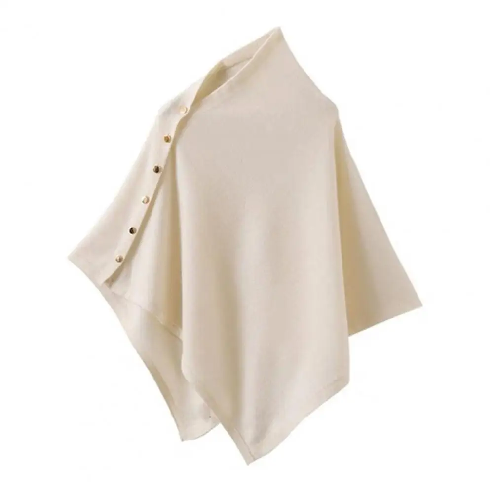 Button Fastening Scarf Women Wool Shawl Winter Shawl Cape with Button Closure Cozy Thickened Autumn Wrap Soft Solid for Weather