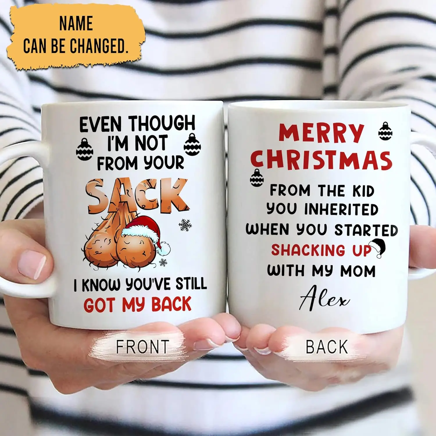 Hyturtle Personalized Funny Christmas Stepdad Gifts for Stepdad Bonus Dad From Son Daughter - Merry Christmas Kid You Inherited