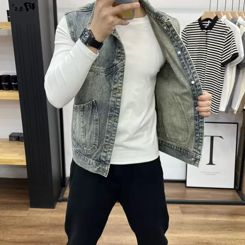 New Spring Summer Denim Vest Men's Slim Retro Casual Spring Autumn Men's Jacket