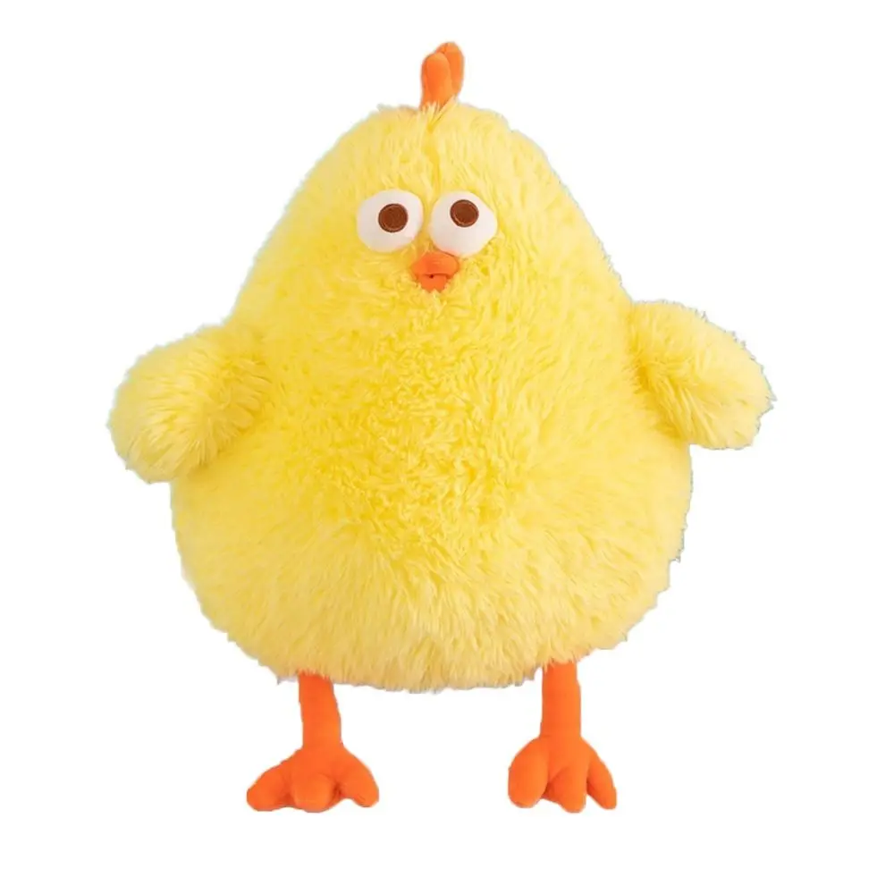 Almohada de abrazo para niñas, juguete de peluche de pollo de pelo largo, almohada de felpa de pollo suave y esponjoso, juguete de pollo Dundun de peluche, decoración del hogar