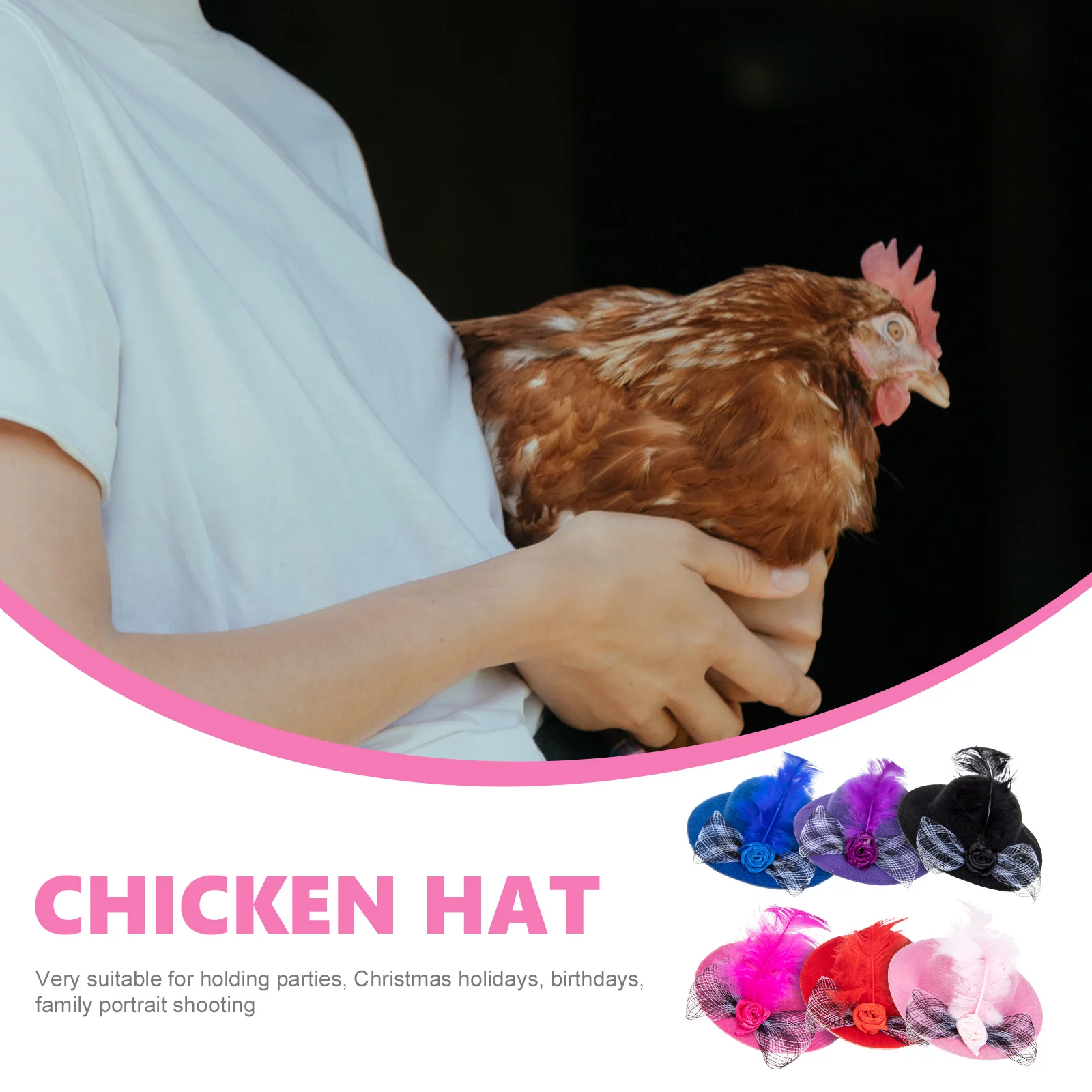 

6Pcs Adorable Chicken Hats Lace Style Portable Bird Hat Christmas Holiday Birthday Portrait Hen Hat Chicken Accessory