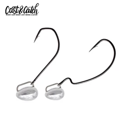 Cast&Catch 5Pcs Free Drop Rig Hooks Fishing Lure Lead Hook Soft Worm Soft Bait Free To Swing Bass Anti-Hanging Hook