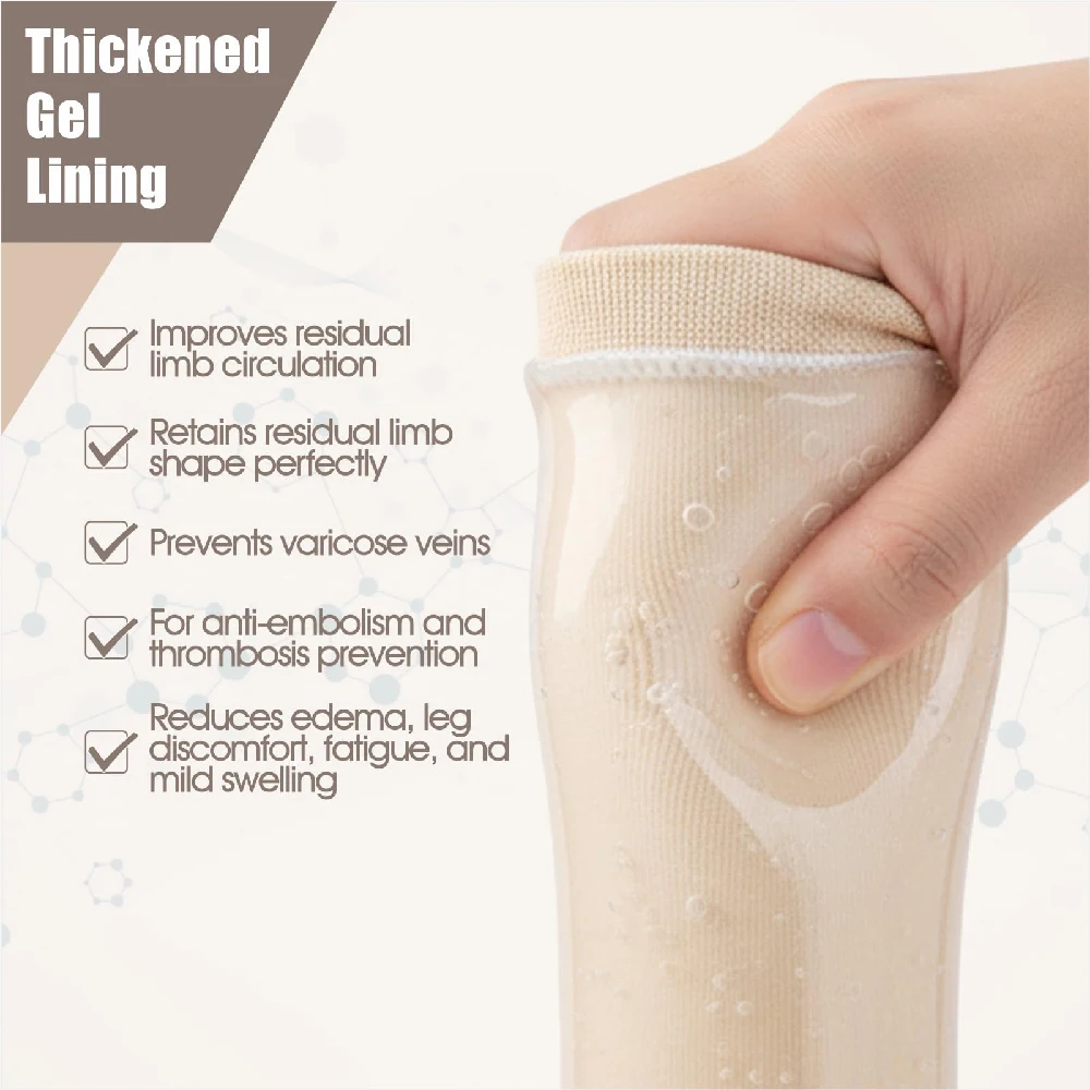 1pcs   Anti-Rubbing Shockproof Prosthetic Liner Socks,Soft Gel Stump Care Sleeve for Daily Use,Comfortable & Durable