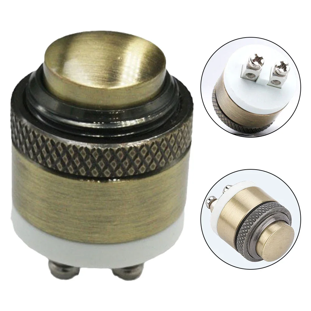 Aesthetic Round Brass Access Control Button Designed To Withstand The Elements While Providing Efficient Operation