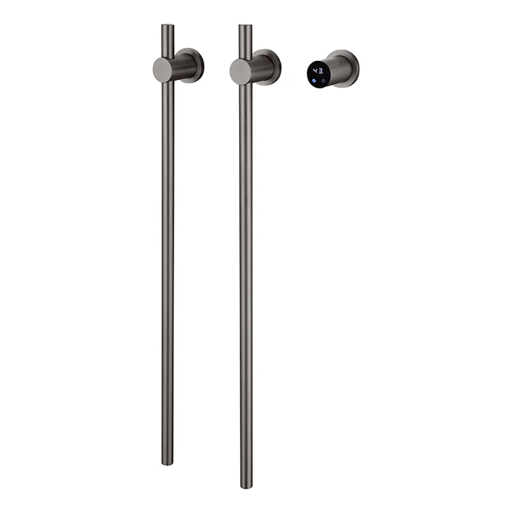 Vertical 80.5x2.2cm 2 circular electric towel rack 304 stainless steel brushed gray black electric towel heater rack