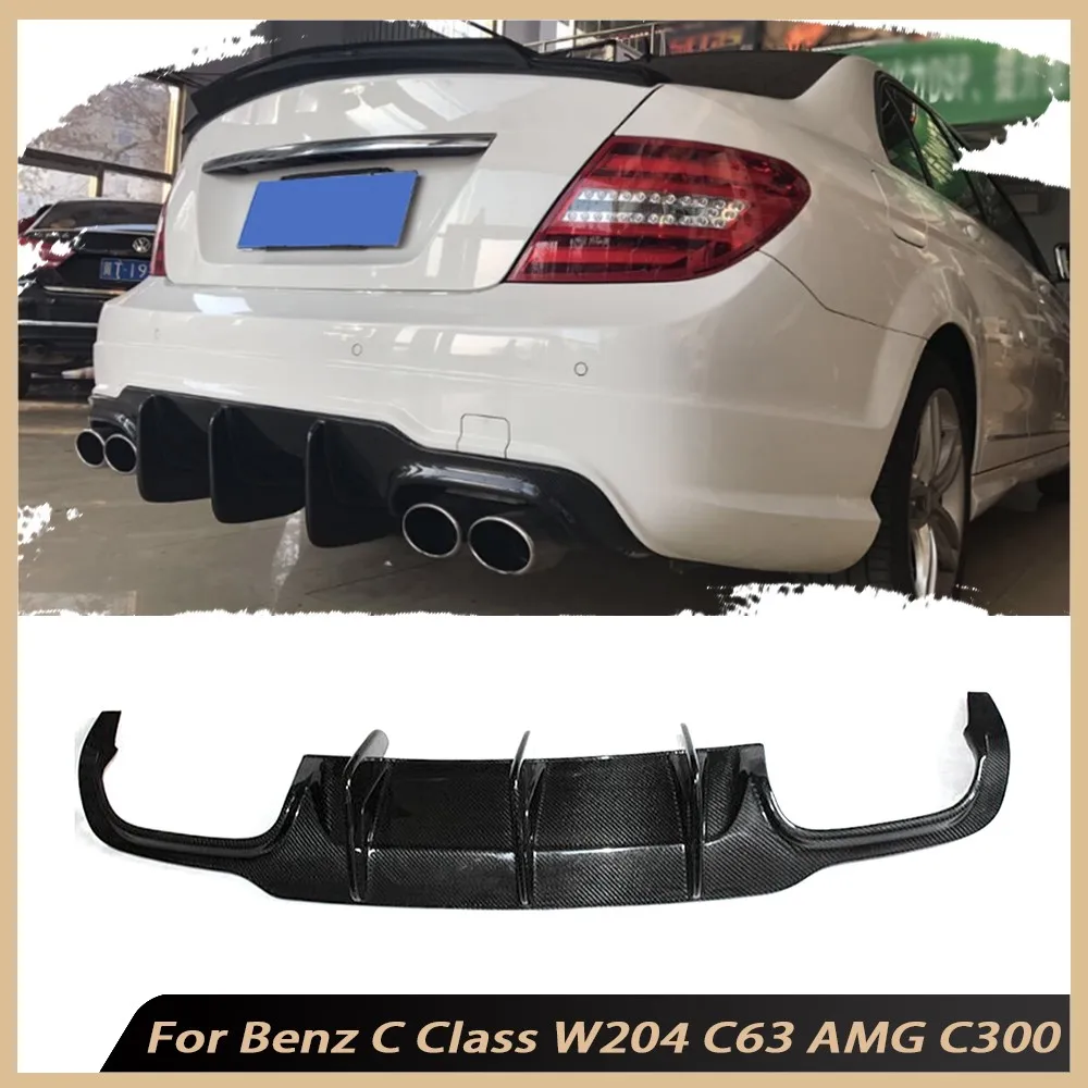 Carbon Fiber Rear Bumper Diffuser for Benz C Class W204 C63 AMG C300 Sport 2008-2014 Rear Lip Spoiler FRP Body Kits Accessories