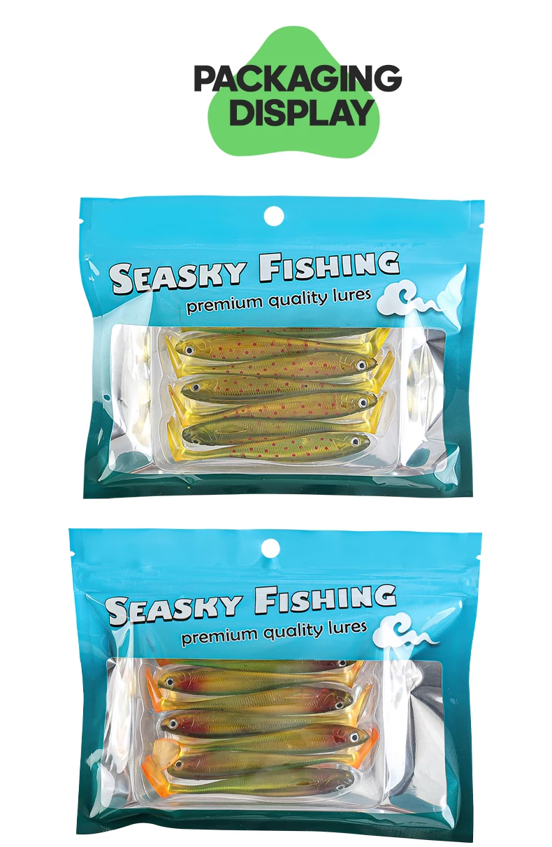 TAIYU 7-teiliges Set 9cm 6g Köder Weichköder T-Schwanz Weichköder Entenfuß-Fisch PVC Weichköder Simulationsköder Fischköder – Detail 11