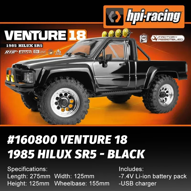 

HPI Venture 18, матовый альпинистский автомобиль, 1/18 1985, Hilux SR5, радиоуправляемая модель автомобиля с дистанционным управлением, игрушка для взрослых и детей