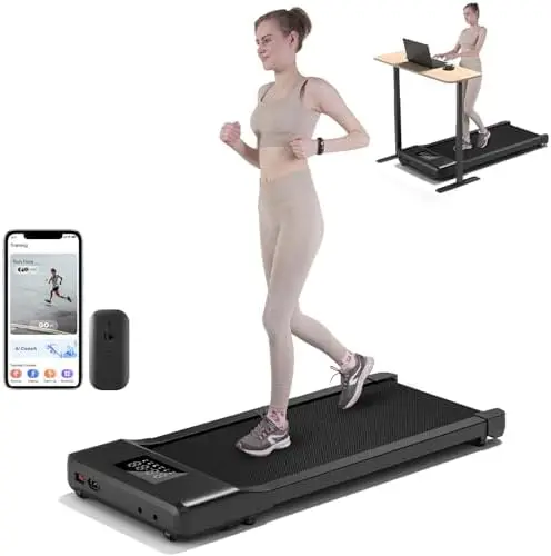 2024 Upgrade Walking Pad - Raceable Smart Under Desk Treadmill with Rewards Program, Quick Setup, 2.5HP, APP/Remote Control, LED