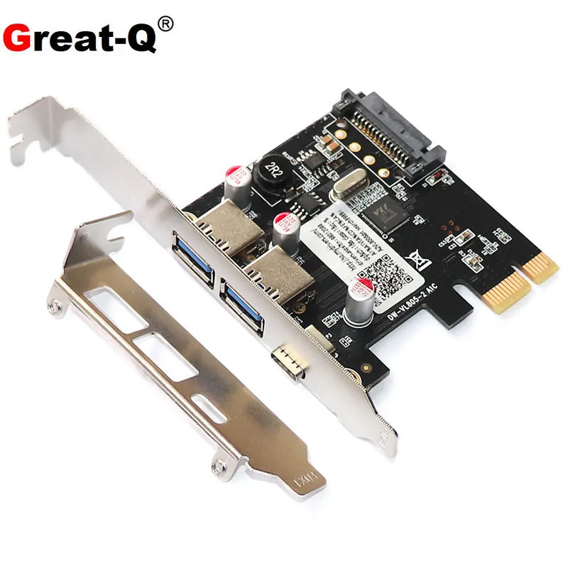 PCIe to USB3.1 Type-C expansion card with dual electrical ports USB3.0 A adapter card can be inserted forward and backward