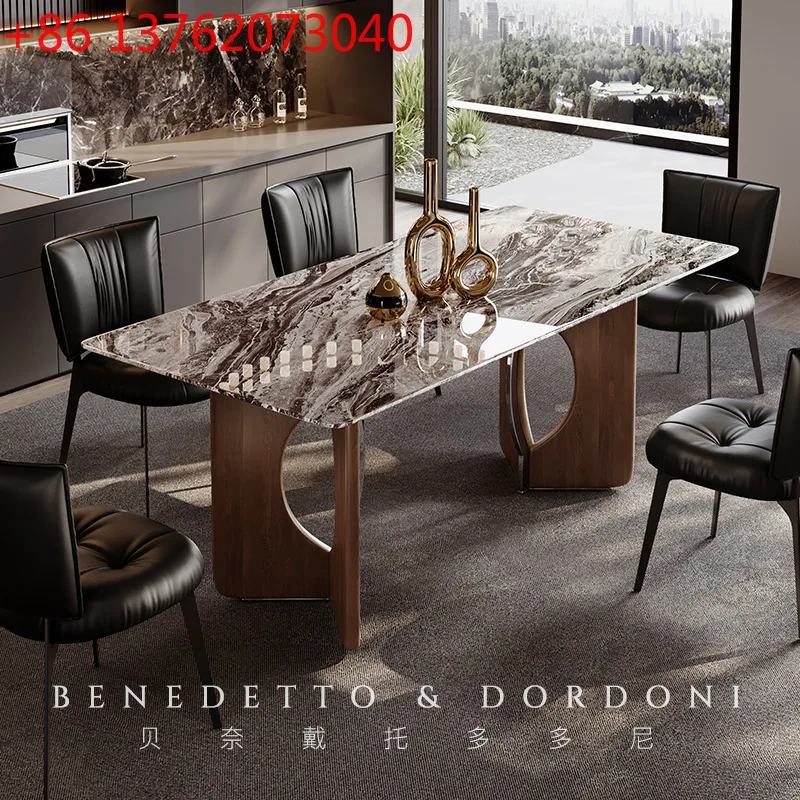 

Marble long dining table household light luxury high-end table 2025 designer new model