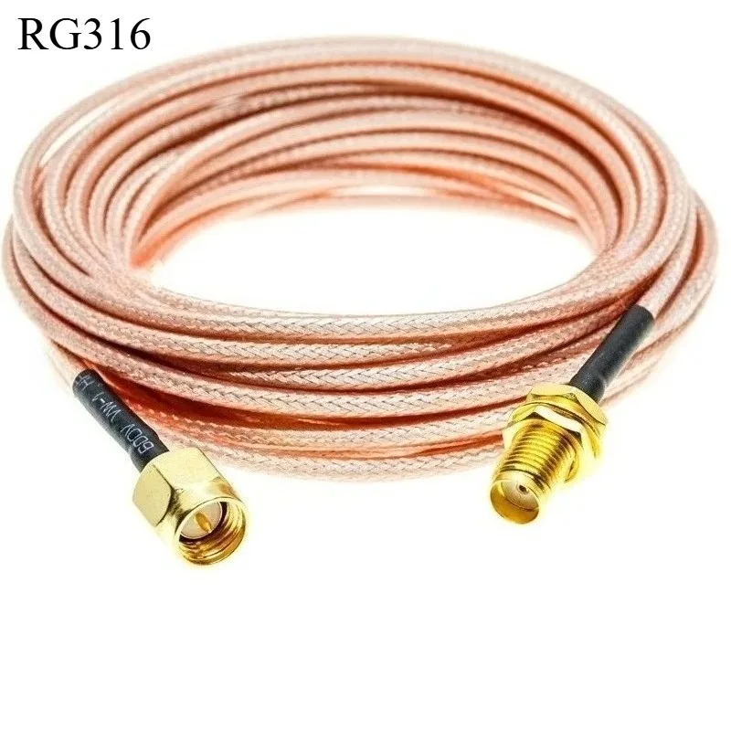 RG316 SMA to SMA Bulkhead Cable SMA Male to Female RG316 Coaxial Jumper with Nut 50 Ohm for Antenna Pigtail 2M~10M