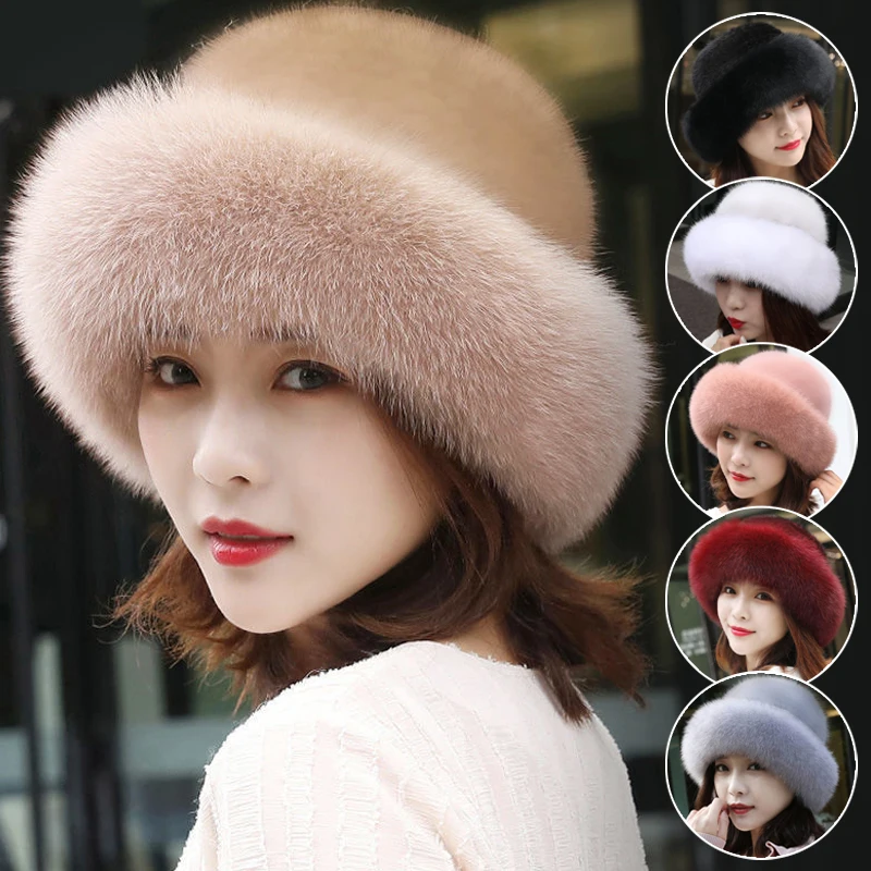 

Women Winter Fashion Hat Thick Soft Fluffy Faux Fur Hats Thicken Headgear Warm Beret Winter Ladies Faux Fur Hat