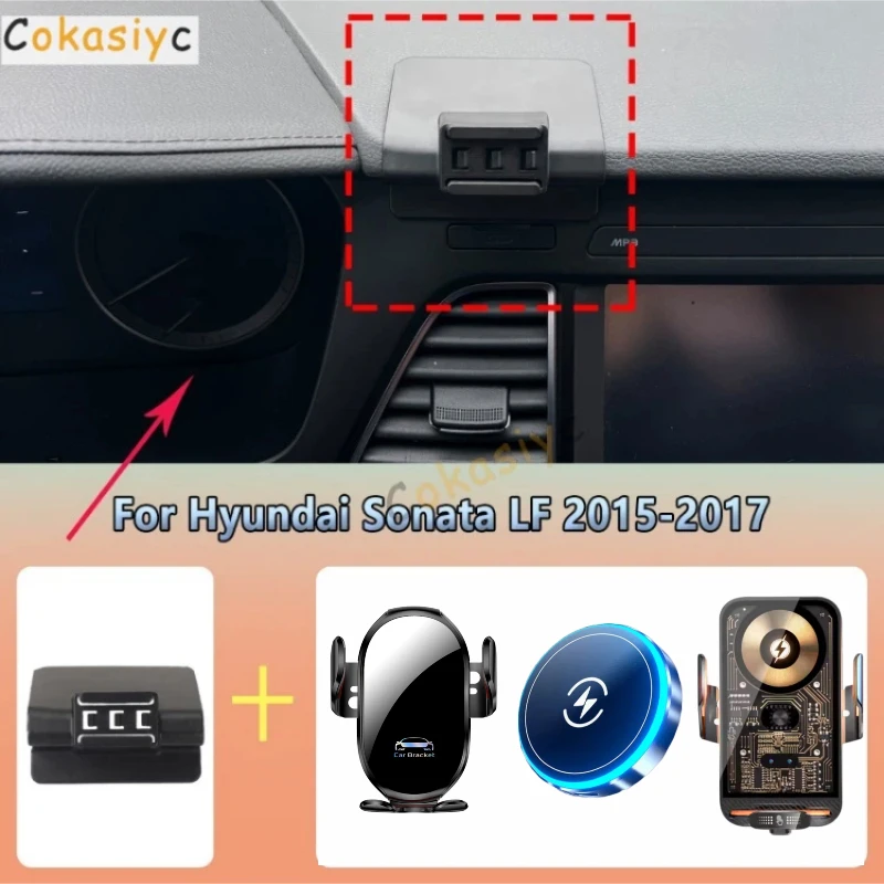 Suporte de celular para carro com ventilação para Hyundai Sonata LF 2015 2016 2017, carregador magnético sem fio para acessórios Magsafe.