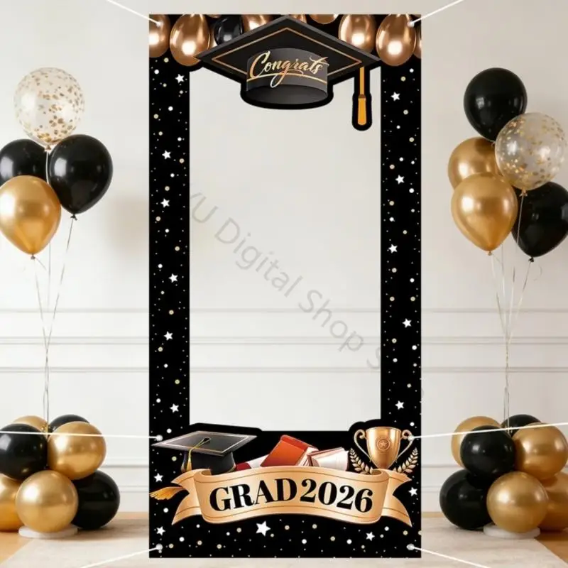 96BA Großer 120 x 60 Abschlussfeier-Hintergrund mit Stern-Ballons-Design-Hintergrund – Detail 7