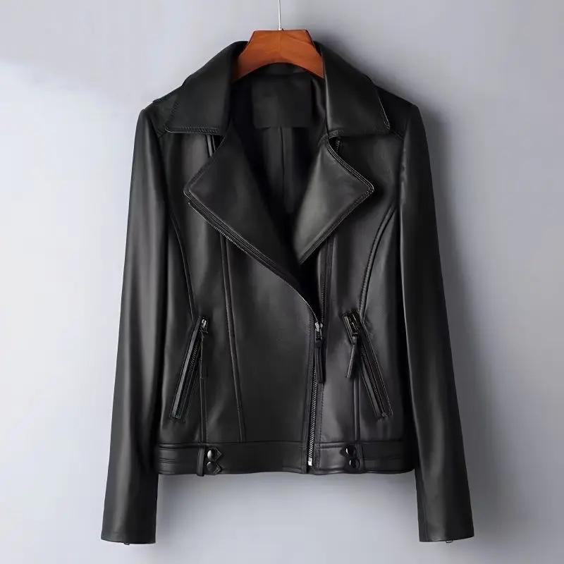 Spring and Autumn New Genuine Leather Clothes Womens Short Slim Fit Fashionable Korean Style Large Size 6XL Leather Jackets