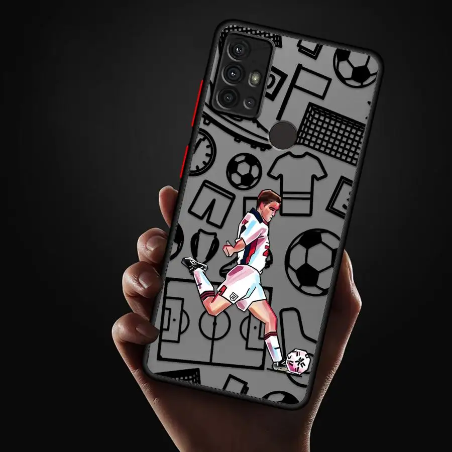 حافظة بحافة سوداء لهاتف سامسونج جالاكسي A35 A36 A25 A26 A73 A53 A24 A34 A54 A21s A52 A56 A22 كرة قدم رياضية كارتونية