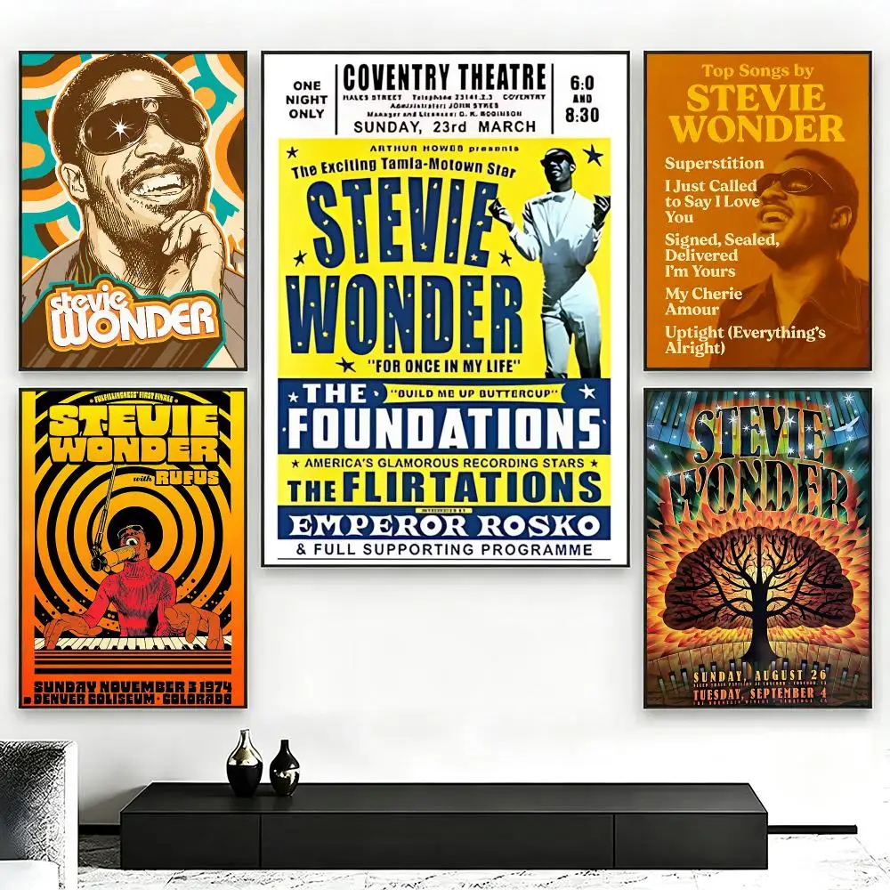 music Stevie Wonder Poster Poster Nordic HD Self-Adhesive Wall Sticker Home Café Bedroom Living Room Art Decor Gift