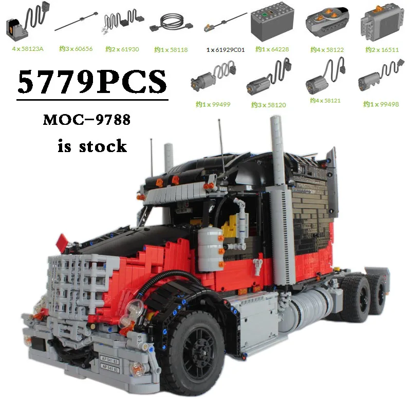 

International Lone Star Truck MOC-9788 Transport Truck Model Trailer 5779PCS High Difficulty Building Blocks DIY Birthday Gifts